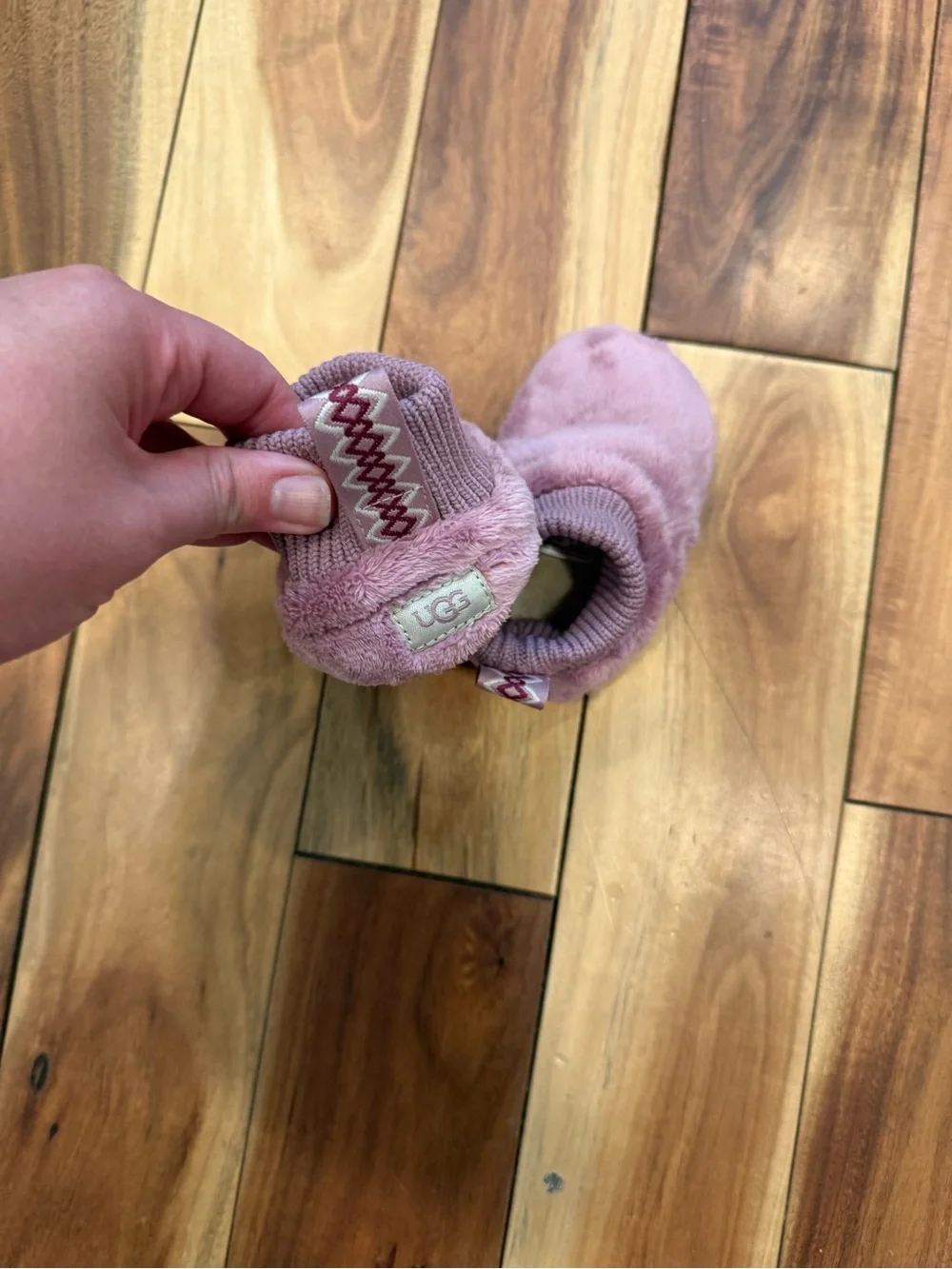 UGG Pink Plush Sock Booties for Kids